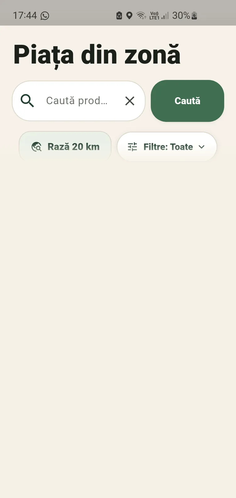 Harta cu vânzători din apropiere, în aplicația Piața din zonă